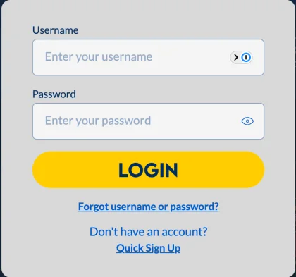 Schermata login account Yabby